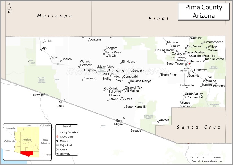 Map of Pima County, Arizona