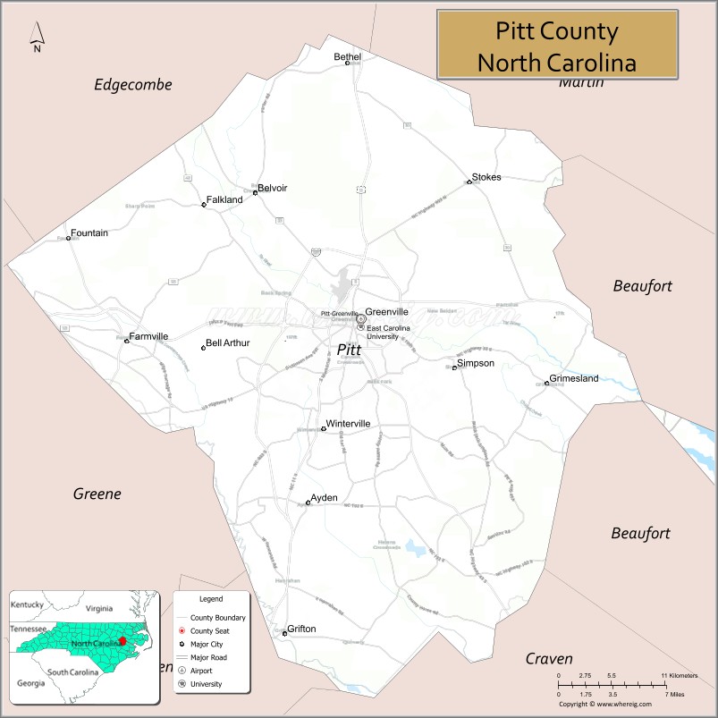 Map of Pitt County, North Carolina