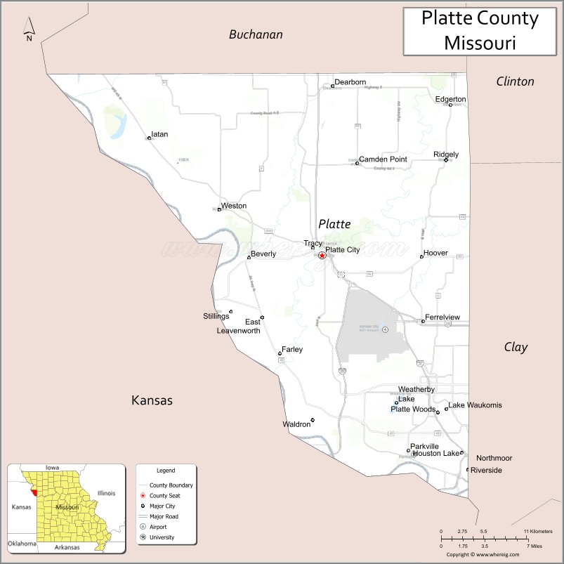 Map of Platte County, Missouri
