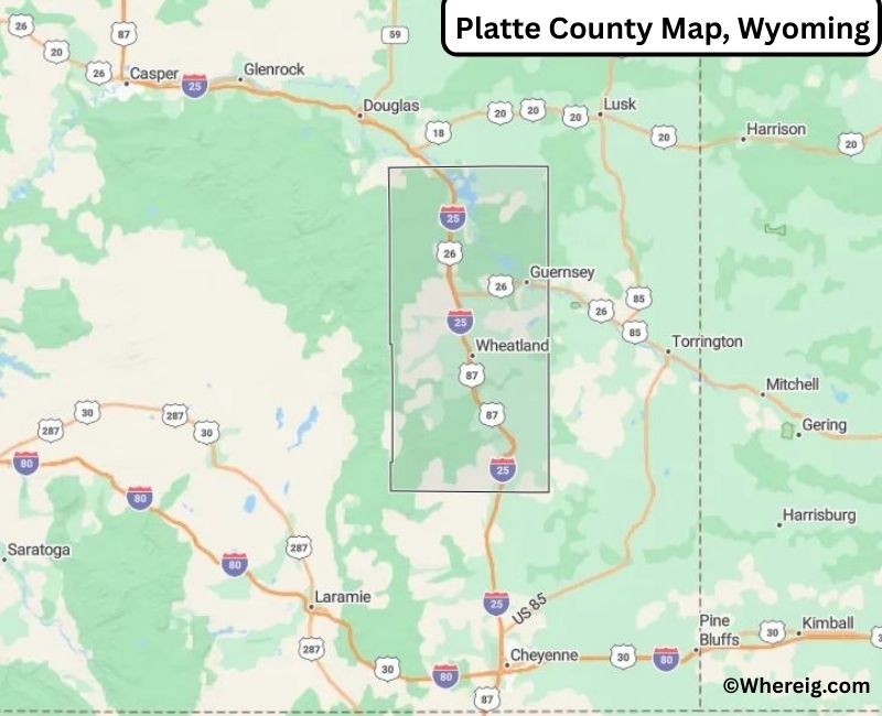 Map of Platte County, Wyoming