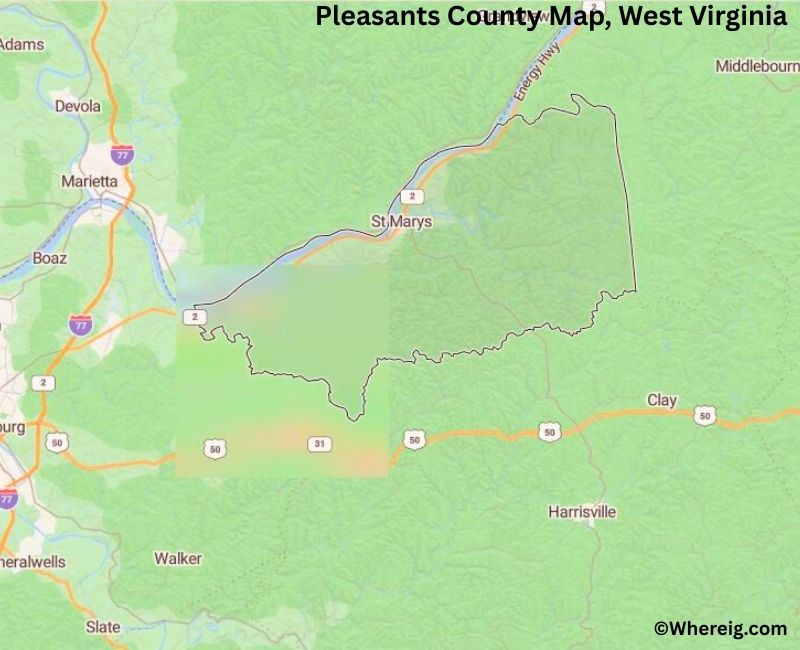 Map of Pleasants County, West Virginia