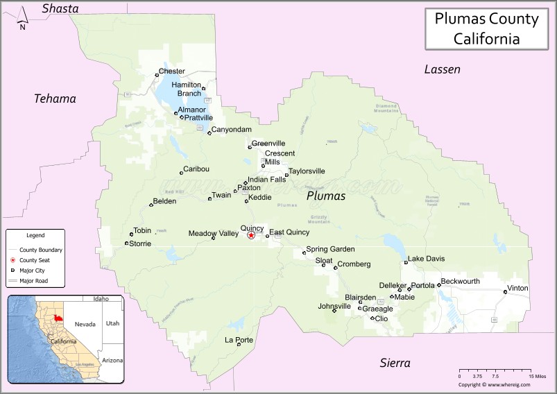 Map of Plumas County, California