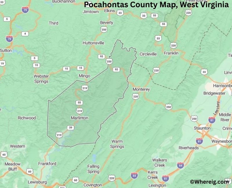 Map of Pocahontas County, West Virginia