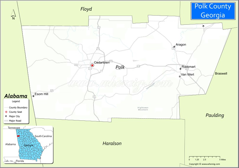 Map of Polk County, Georgia