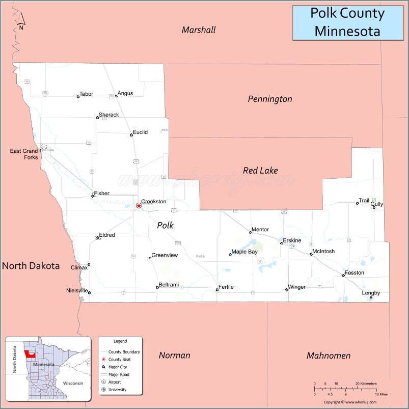 Map of Polk County, Minnesota