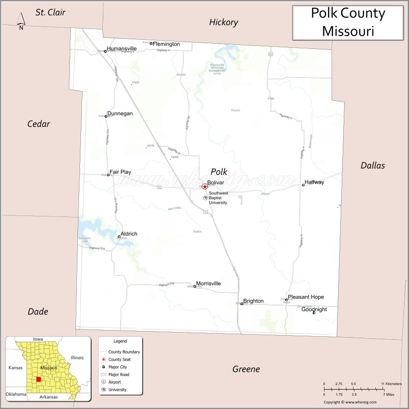 Map of Polk County, Missouri