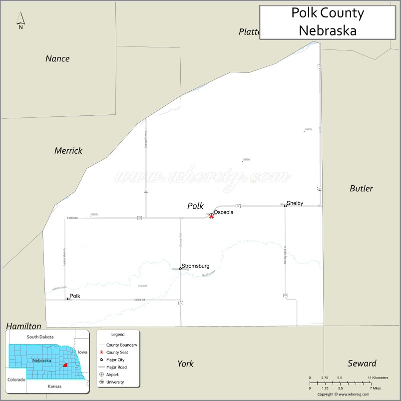 Map of Polk County, Nebraska