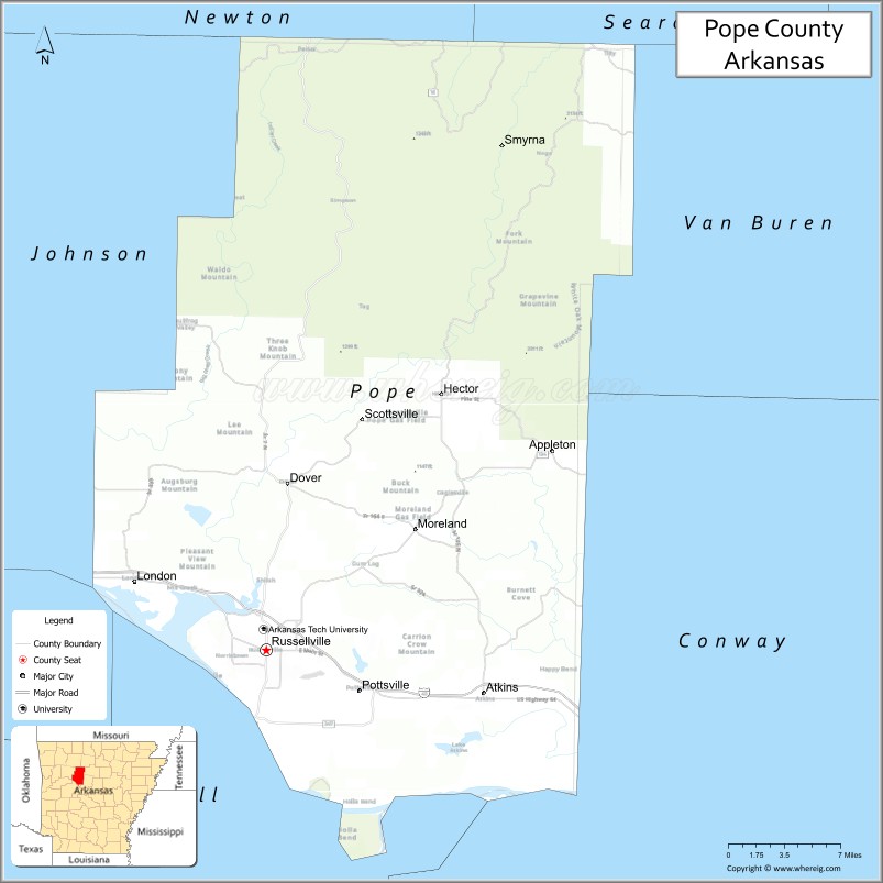 Map of Pope County, Arkansas