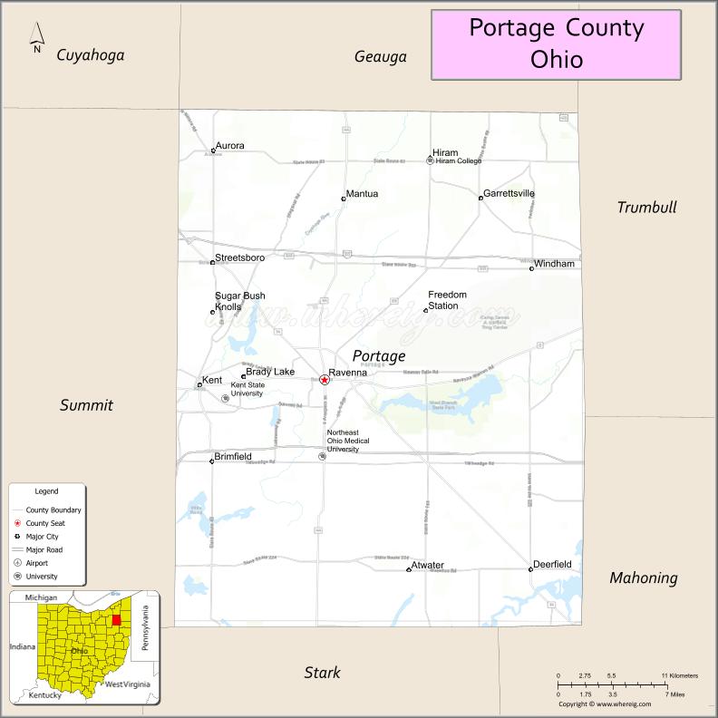 Map of Portage County, Ohio