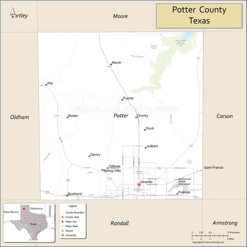 Map of Potter County, Texas