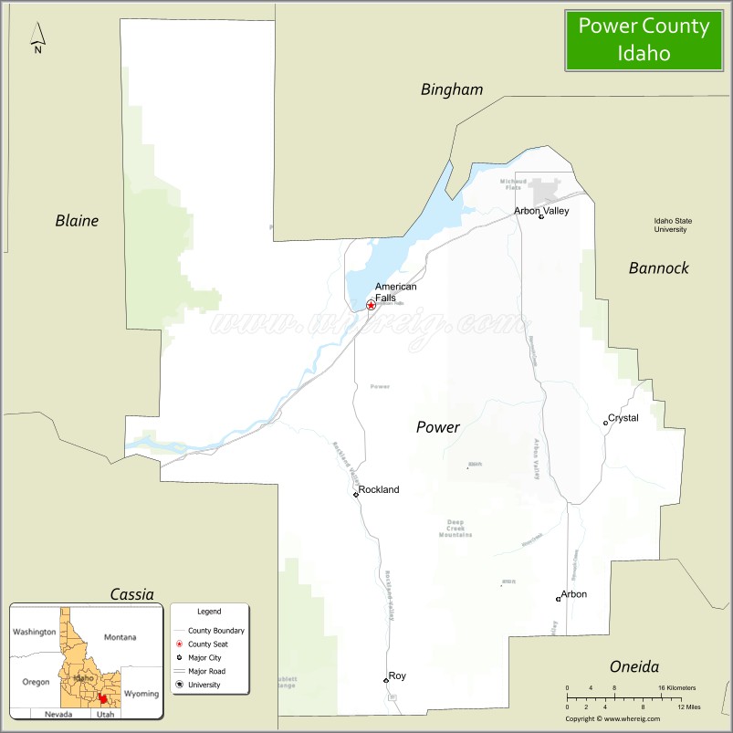 Map of Power County, Idaho