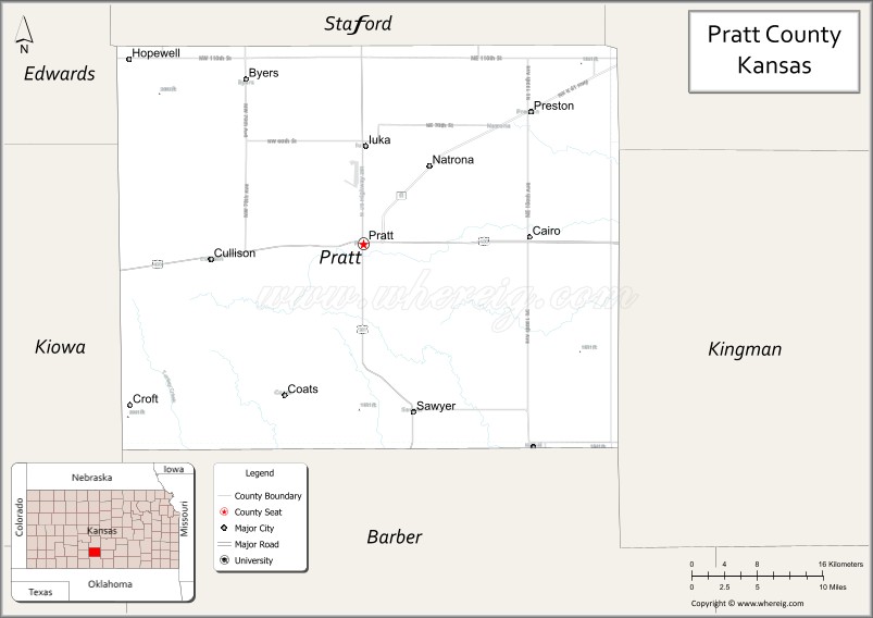 Map of Pratt County, Kansas