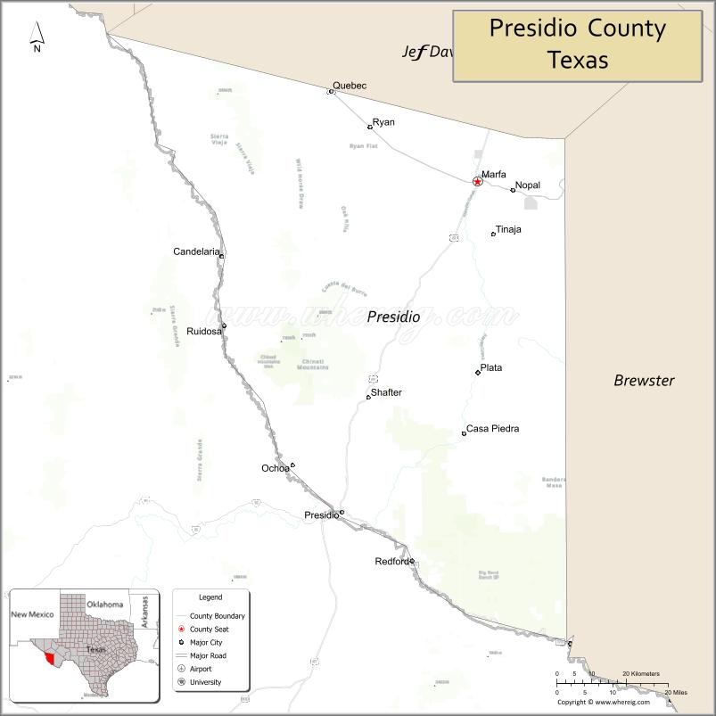 Map of Presidio County, Texas