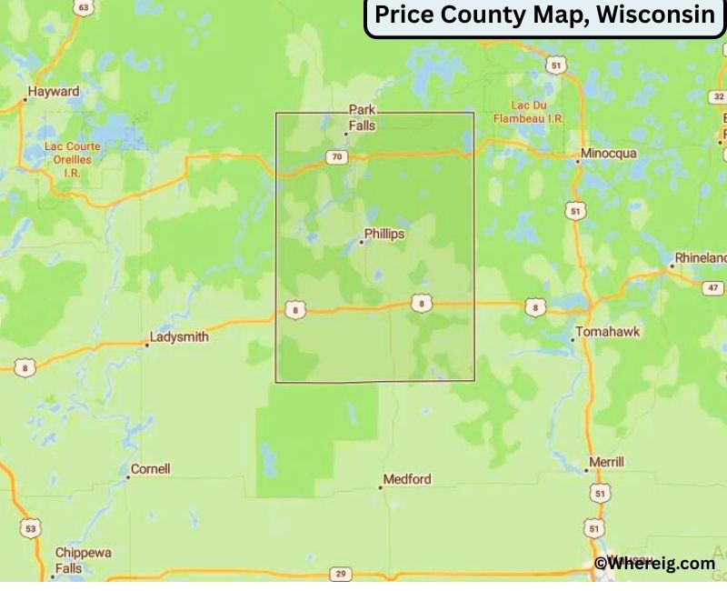 Map of Price County, Wisconsin