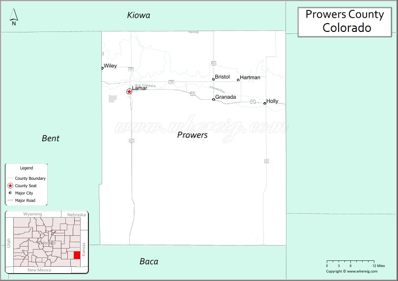 Map of Prowers County, Colorado