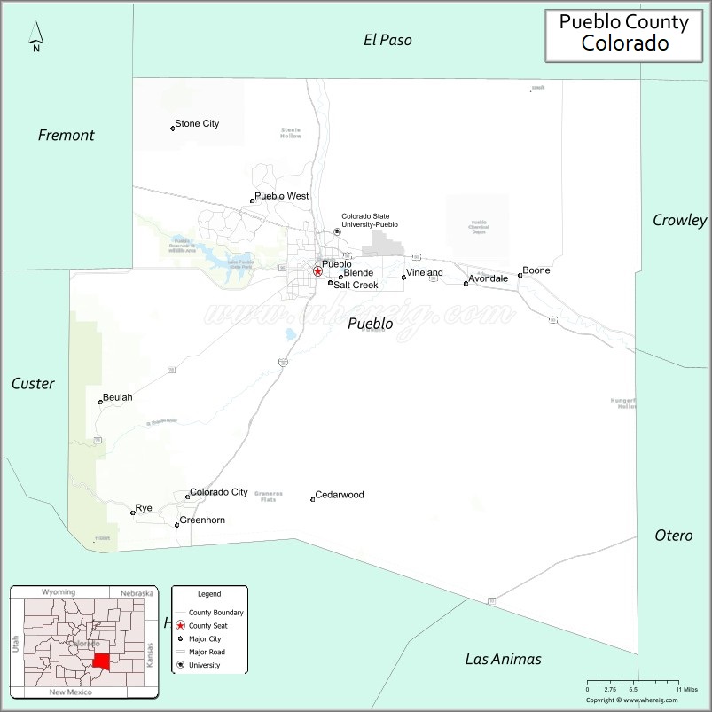 Map of Pueblo County, Colorado