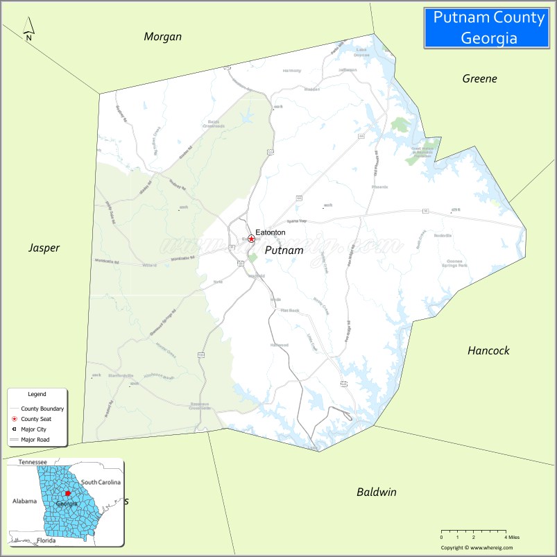 Map of Putnam County, Georgia