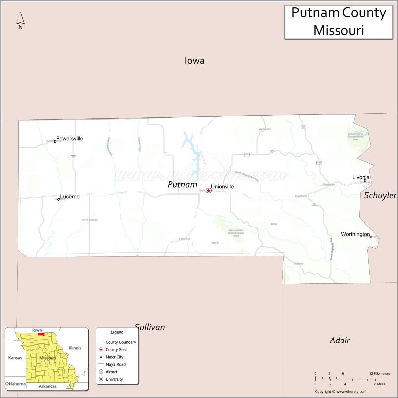 Map of Putnam County, Missouri