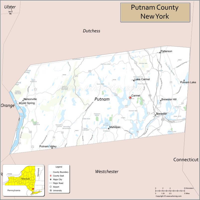 Map of Putnam County, New York