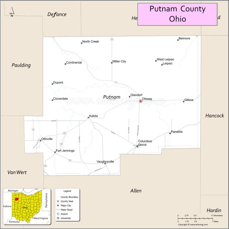 Map of Putnam County, Ohio