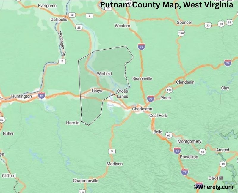 Map of Putnam County, West Virginia
