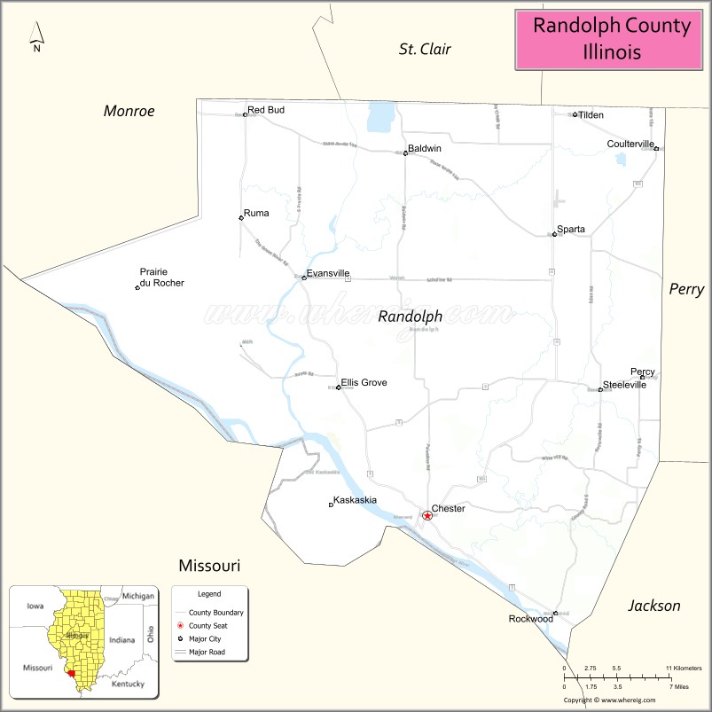 Map of Randolph County, Illinois