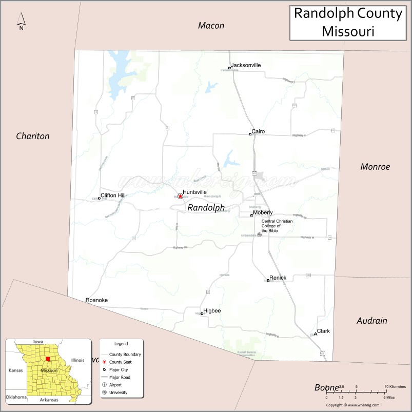 Map of Randolph County, Missouri