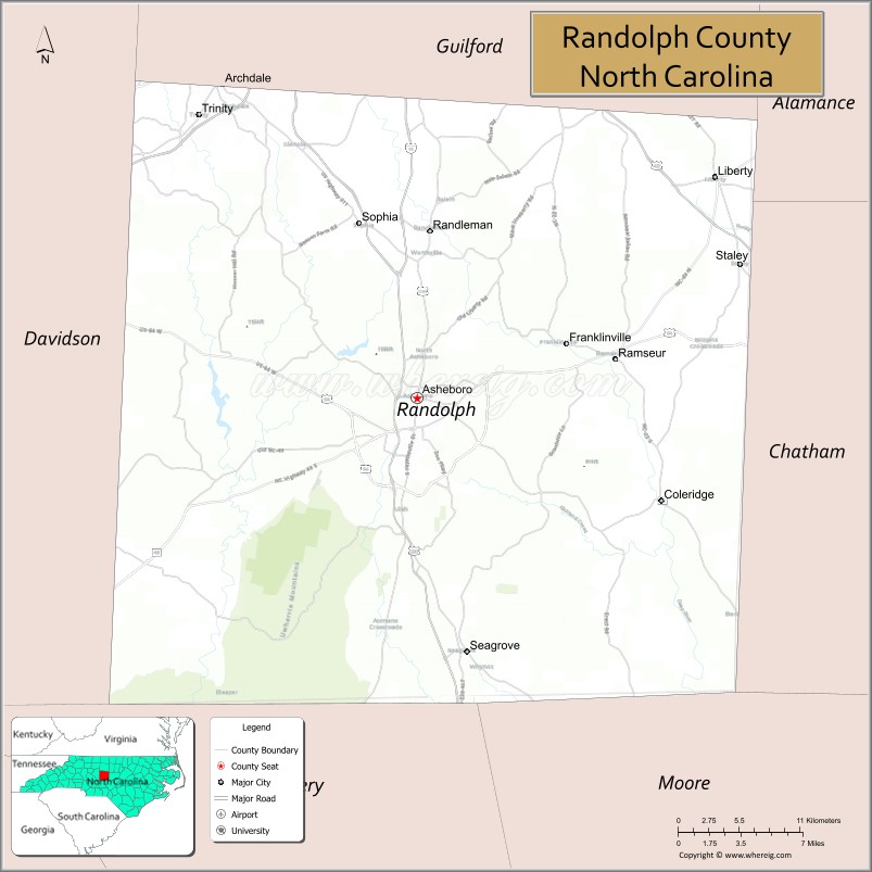 Map of Randolph County, North Carolina