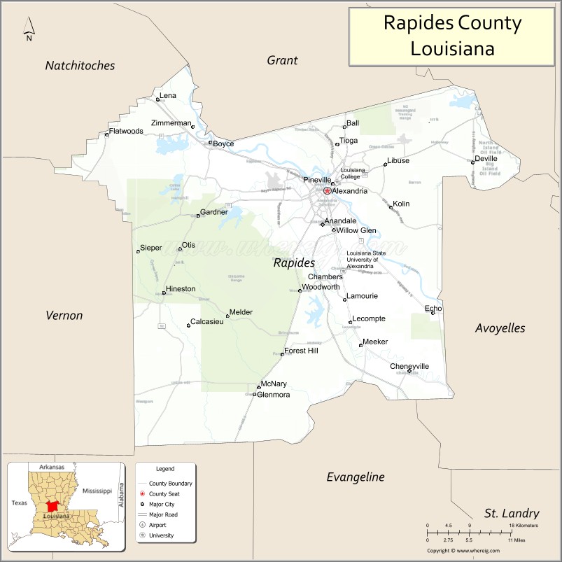 Map of Rapides Parish, Louisiana