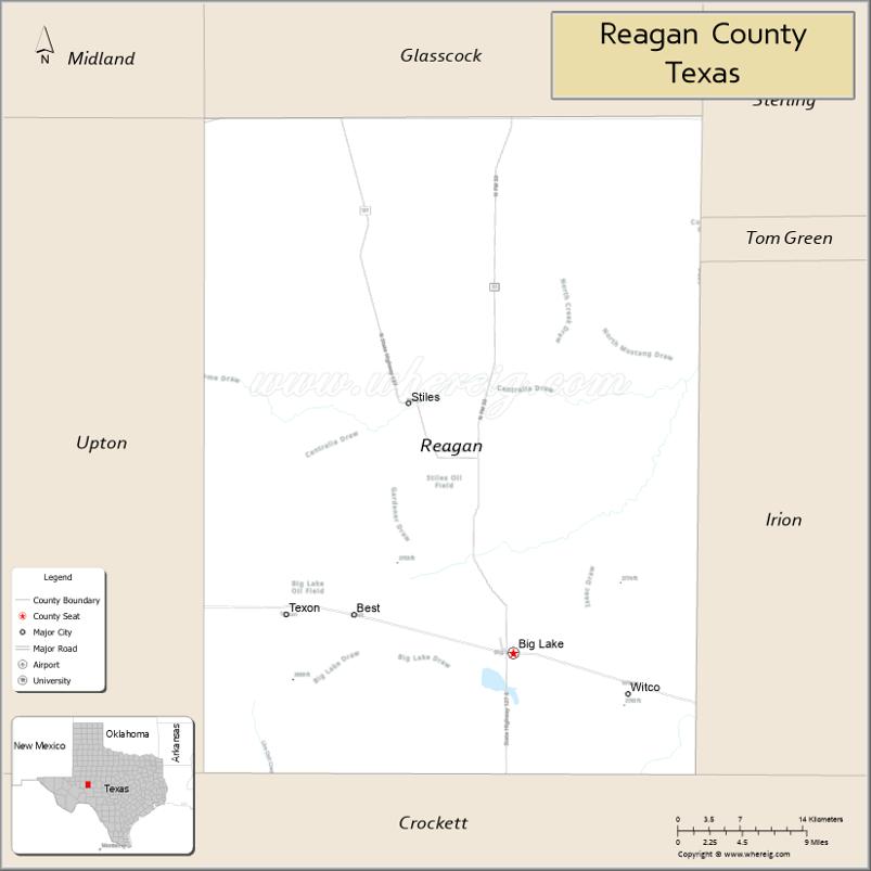 Map of Reagan County, Texas