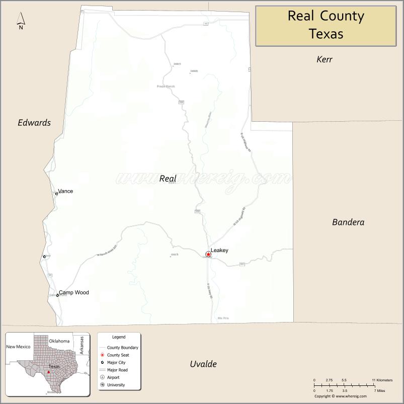 Map of Real County, Texas