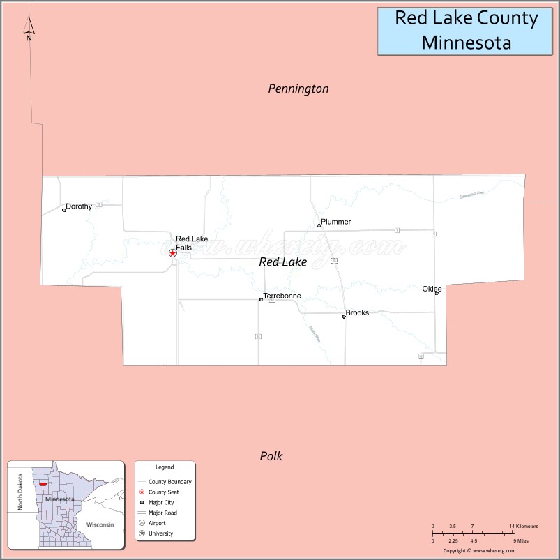 Map of Red Lake County, Minnesota
