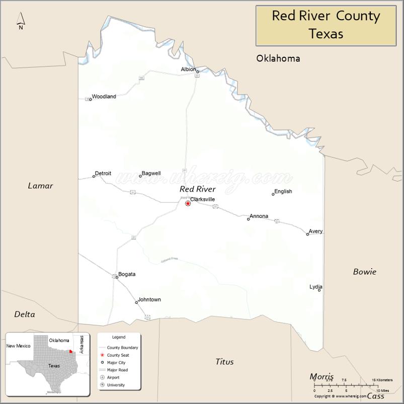 Map of Red River County, Texas