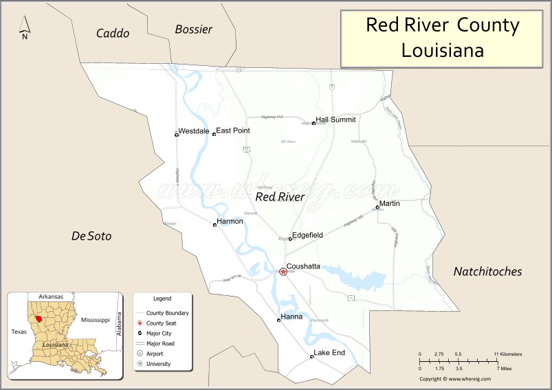 Map of Red River Parish, Louisiana