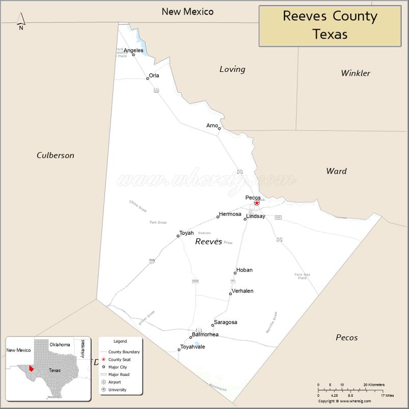 Map of Reeves County, Texas