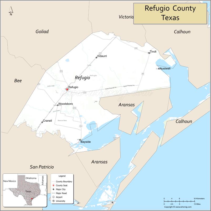Map of Refugio County, Texas