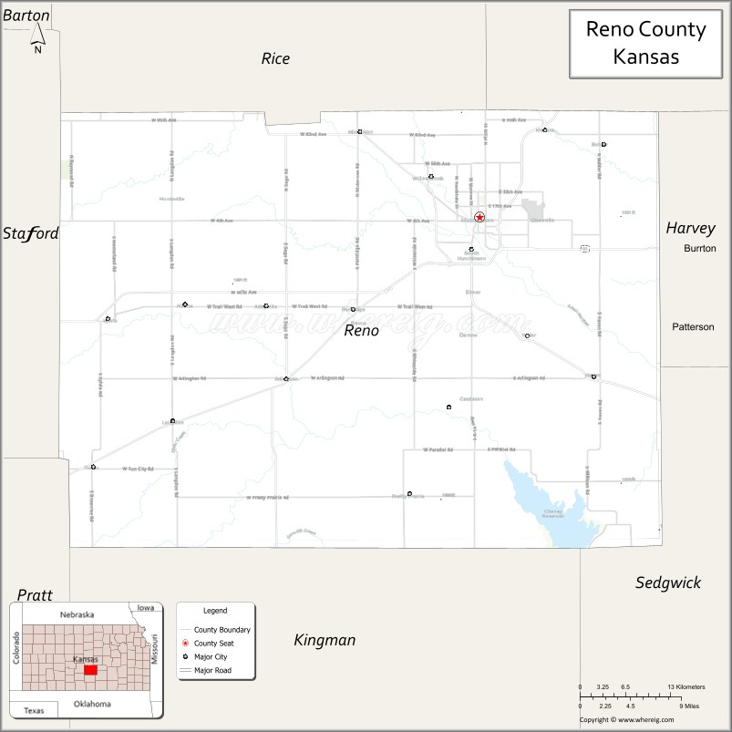 Map of Reno County, Kansas