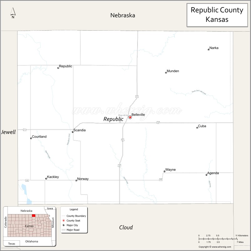 Map of Republic County, Kansas