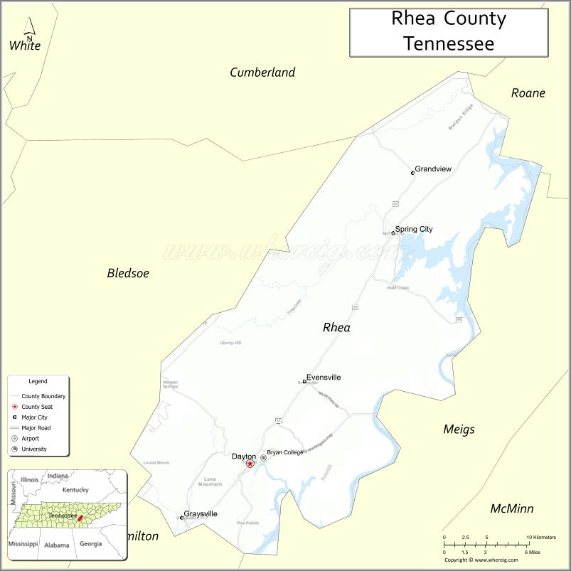 Map of Rhea County, Tennessee