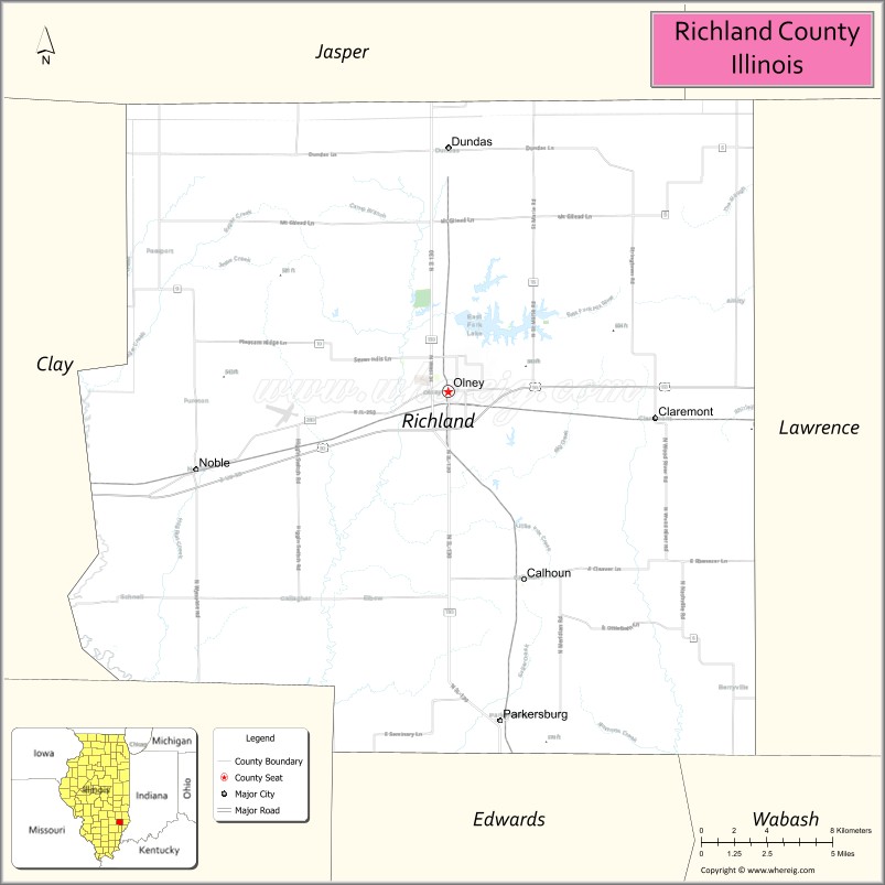 Map of Richland County, Illinois