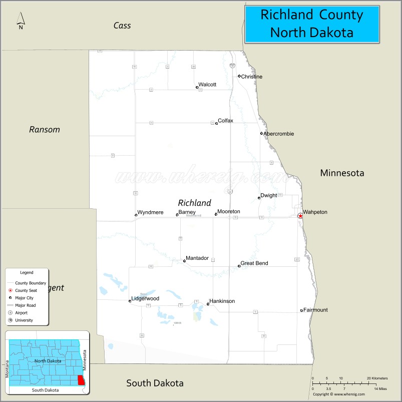 Map of Richland County, North Dakota