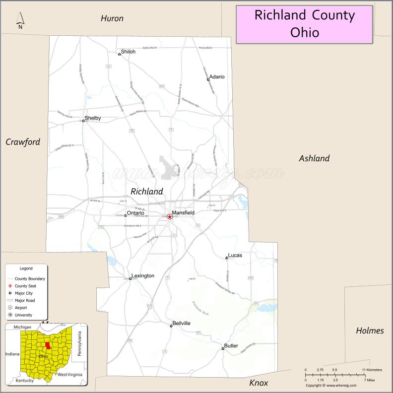 Map of Richland County, Ohio