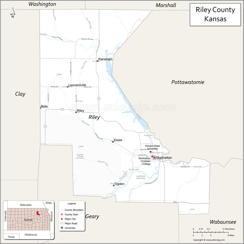 Map of Riley County, Kansas