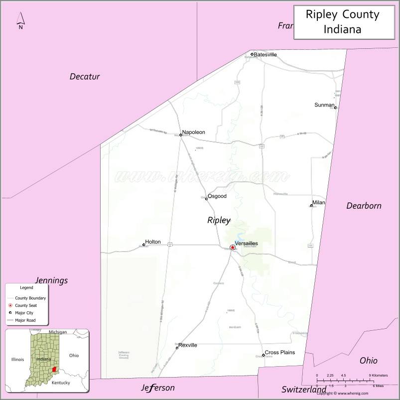 Map of Ripley County, Indiana