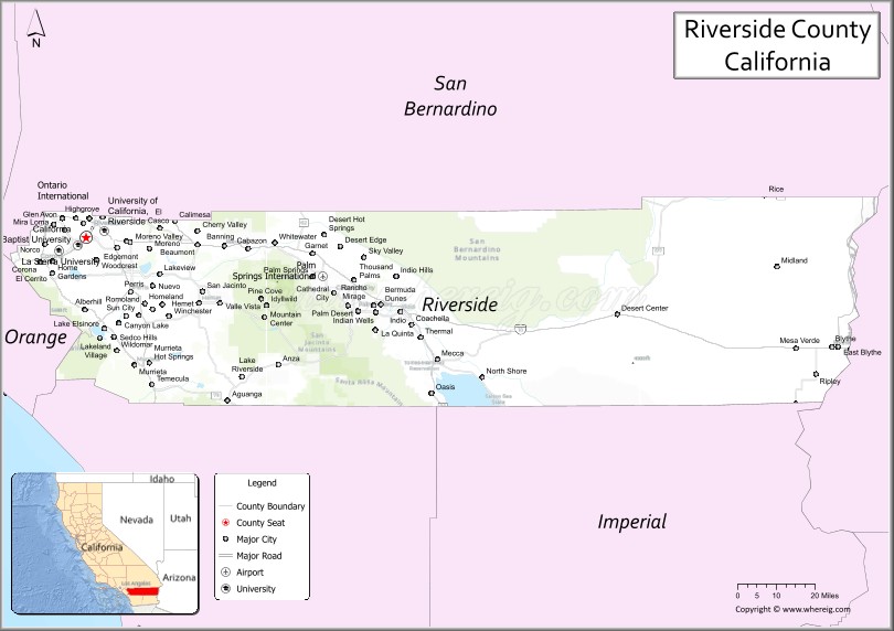 Map of Riverside County, California