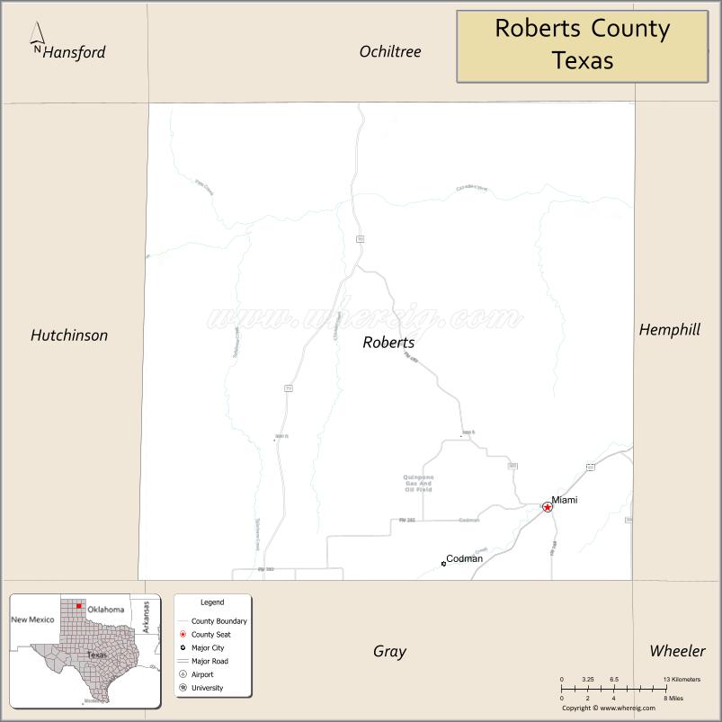 Map of Roberts County, Texas