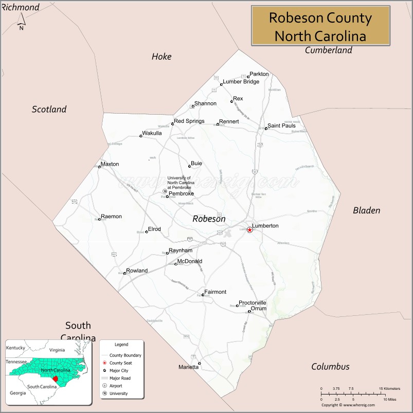 Map of Robeson County, North Carolina