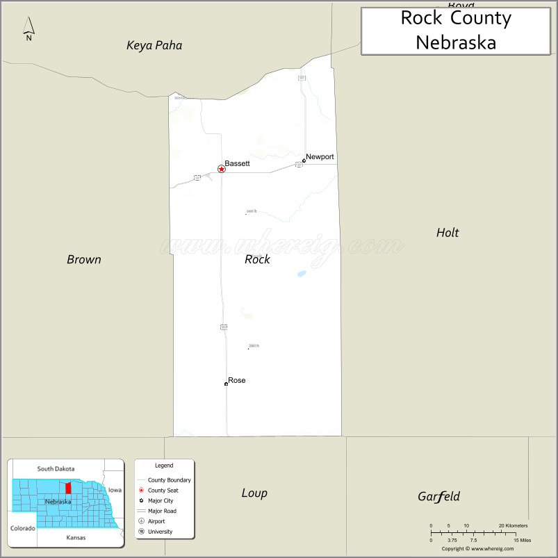 Map of Rock County, Nebraska