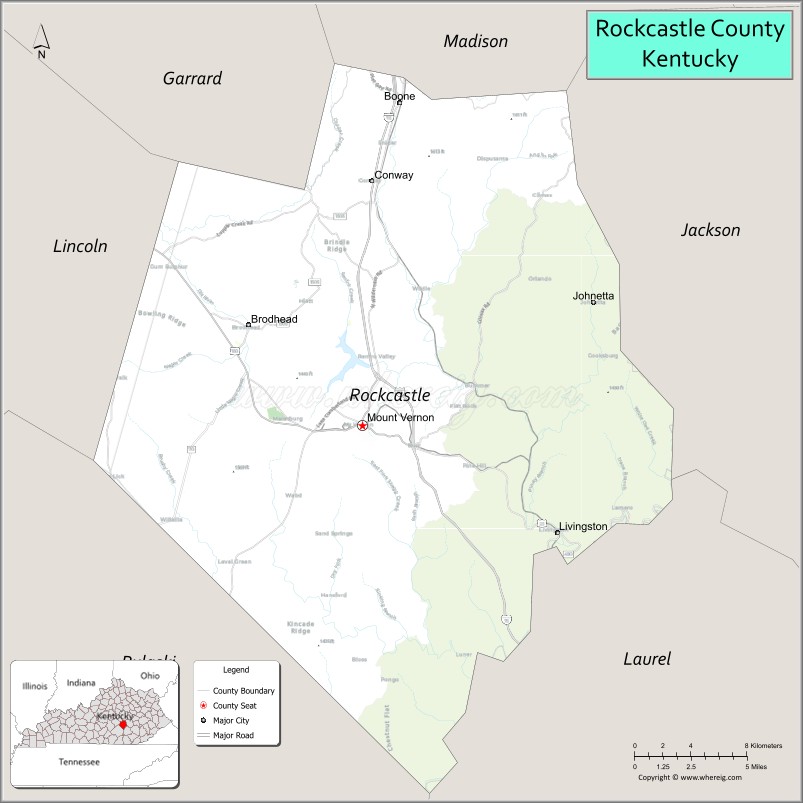 Map of Rockcastle County, Kentucky
