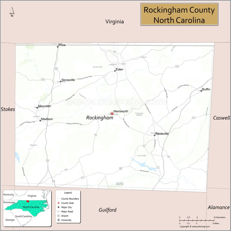 Map of Rockingham County, North Carolina